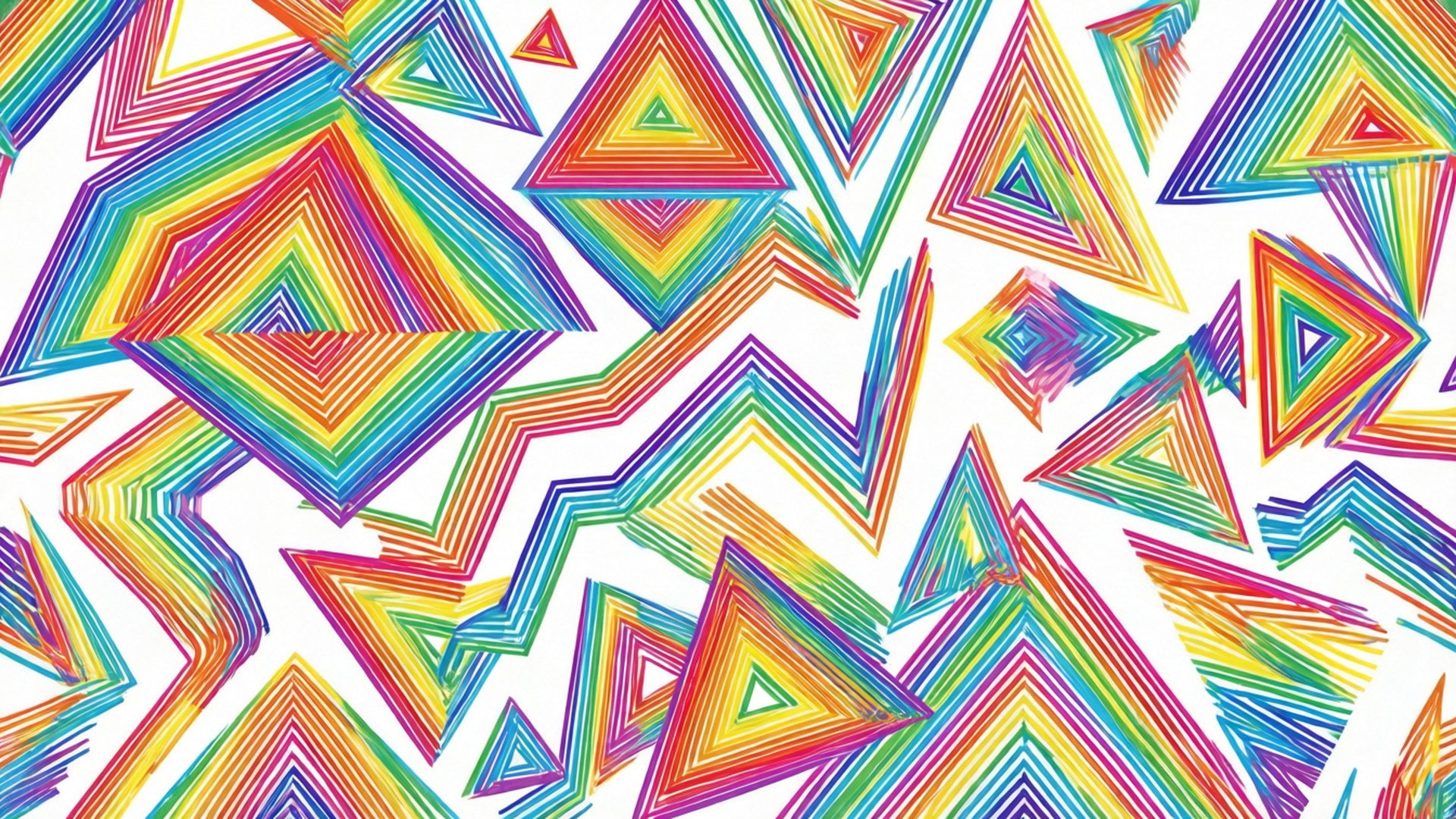 Fargerike geometriske trekanter og sikksakk i regnbue.