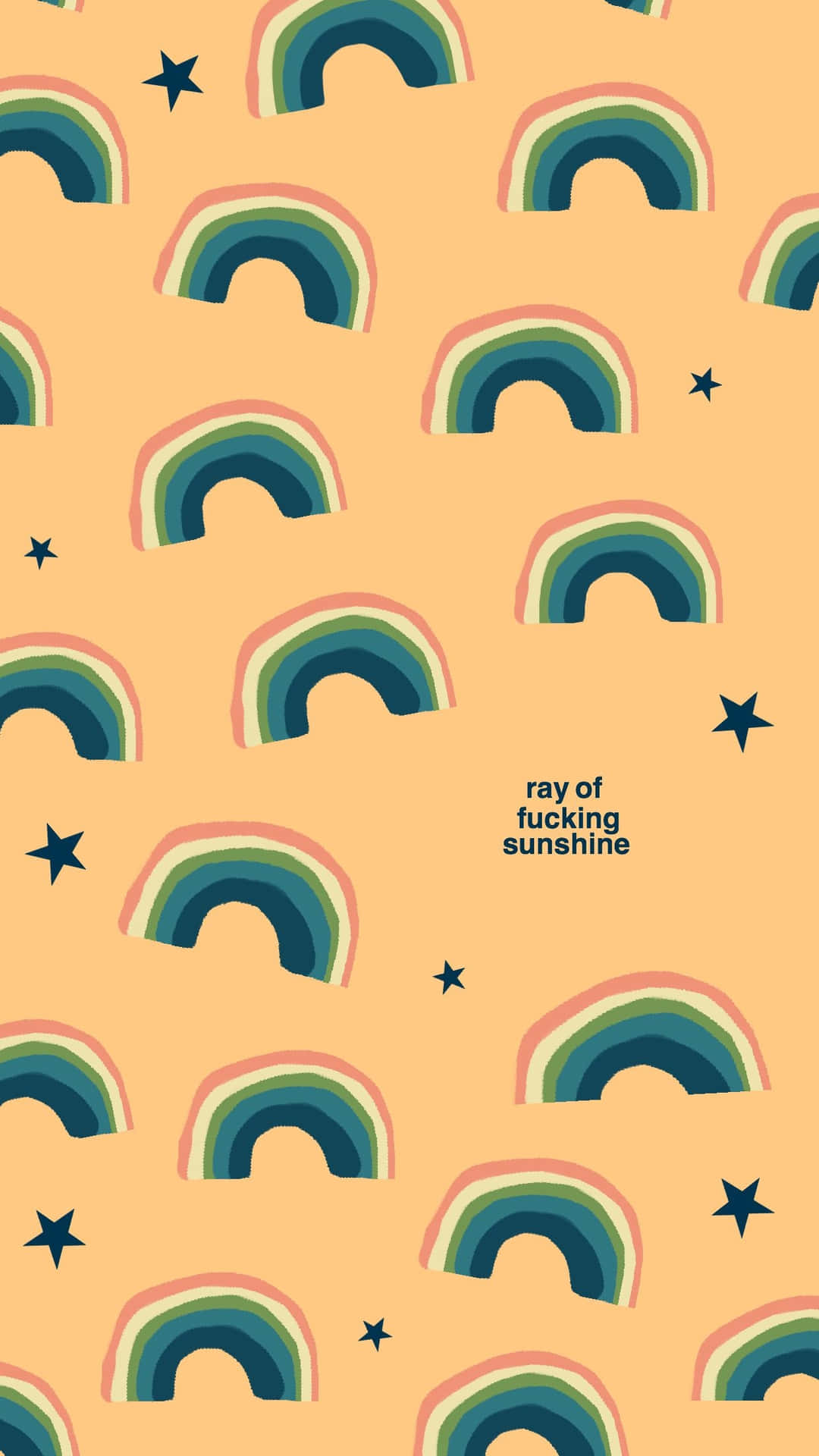 Rainbows And Stars Pattern_ Happy Aesthetic Wallpaper