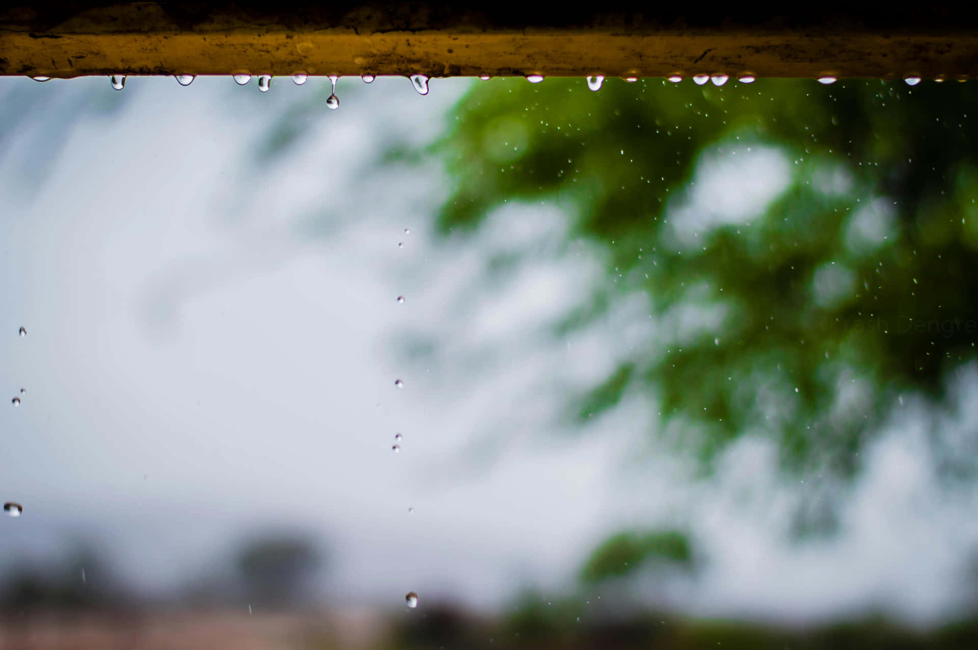 Raindrops_ Edge_of_ Roof_ H D Wallpaper