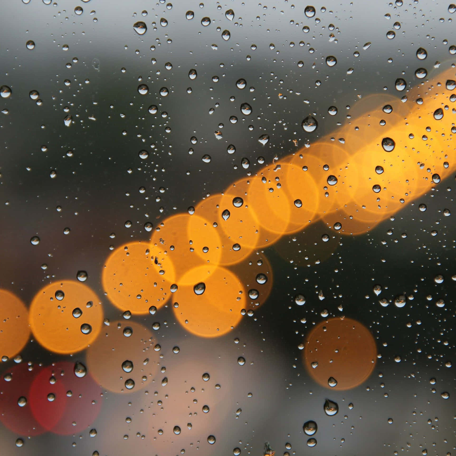 Raindropson Glasswith Bokeh Lights Wallpaper