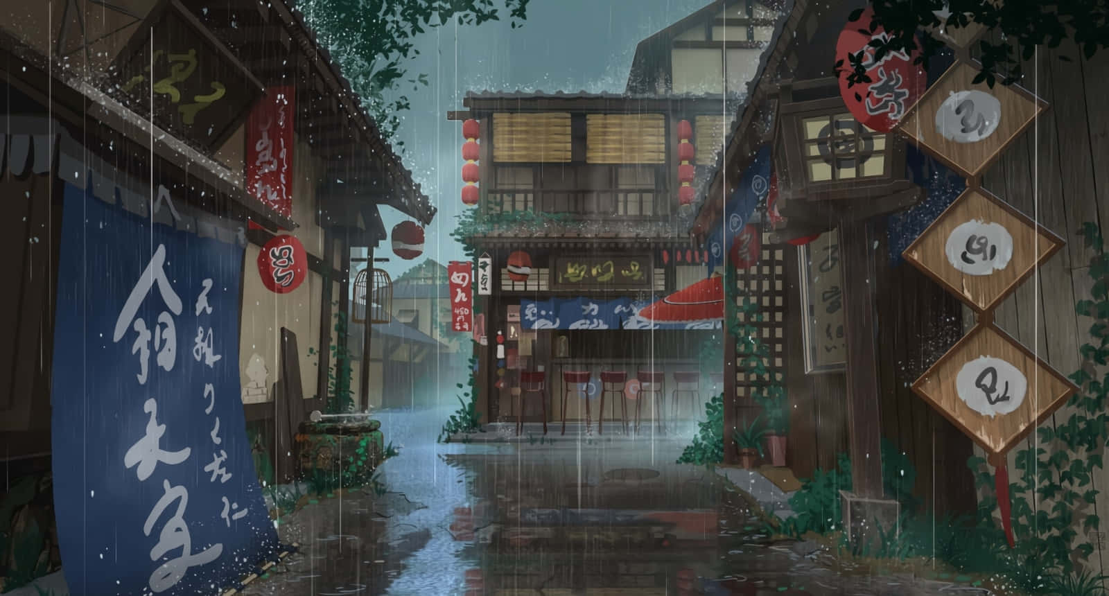 Download Rainy_ Anime_ Alleyway Wallpaper | Wallpapers.com