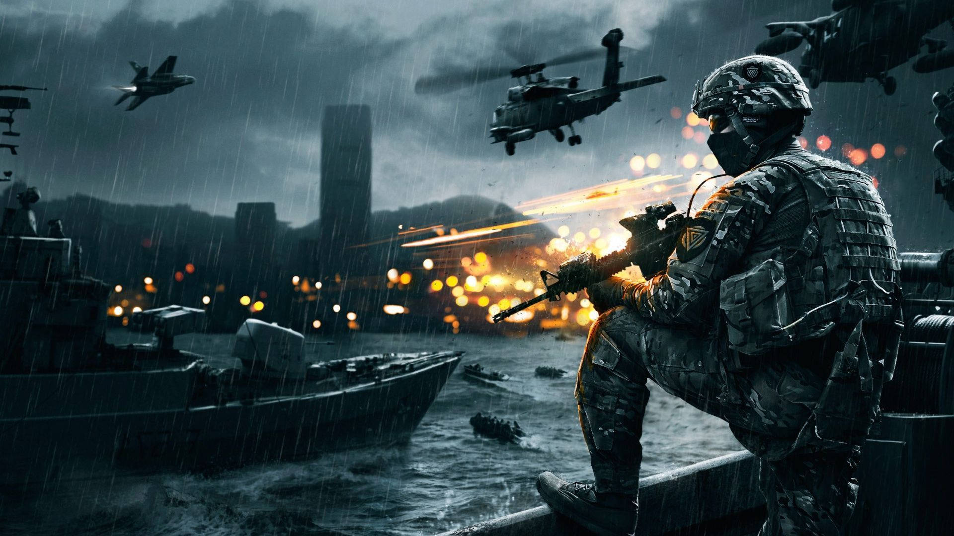 Rainy Battlefield Live Gaming Wallpaper