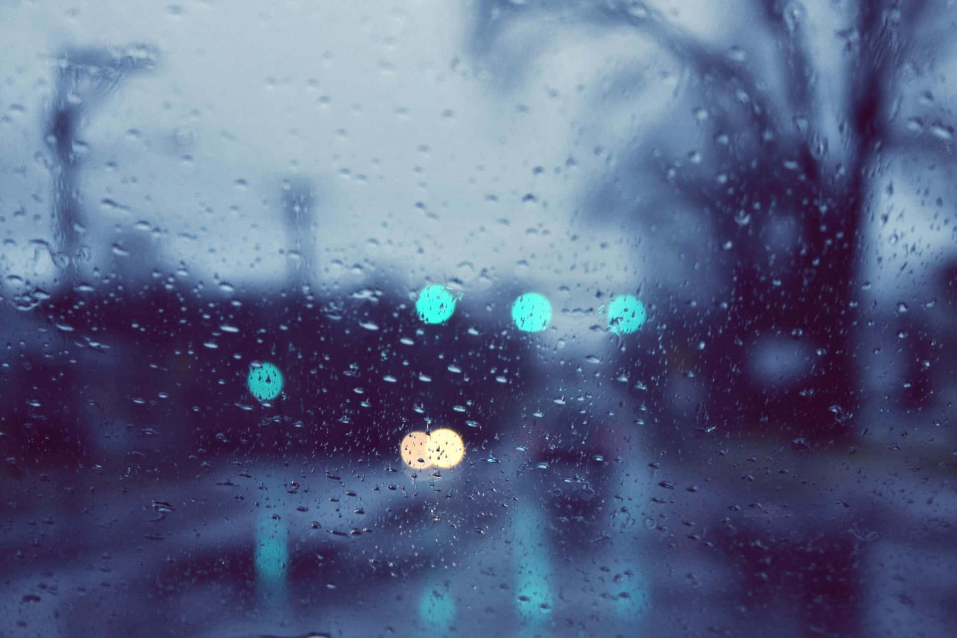 Rainy Blur Lights Background Wallpaper