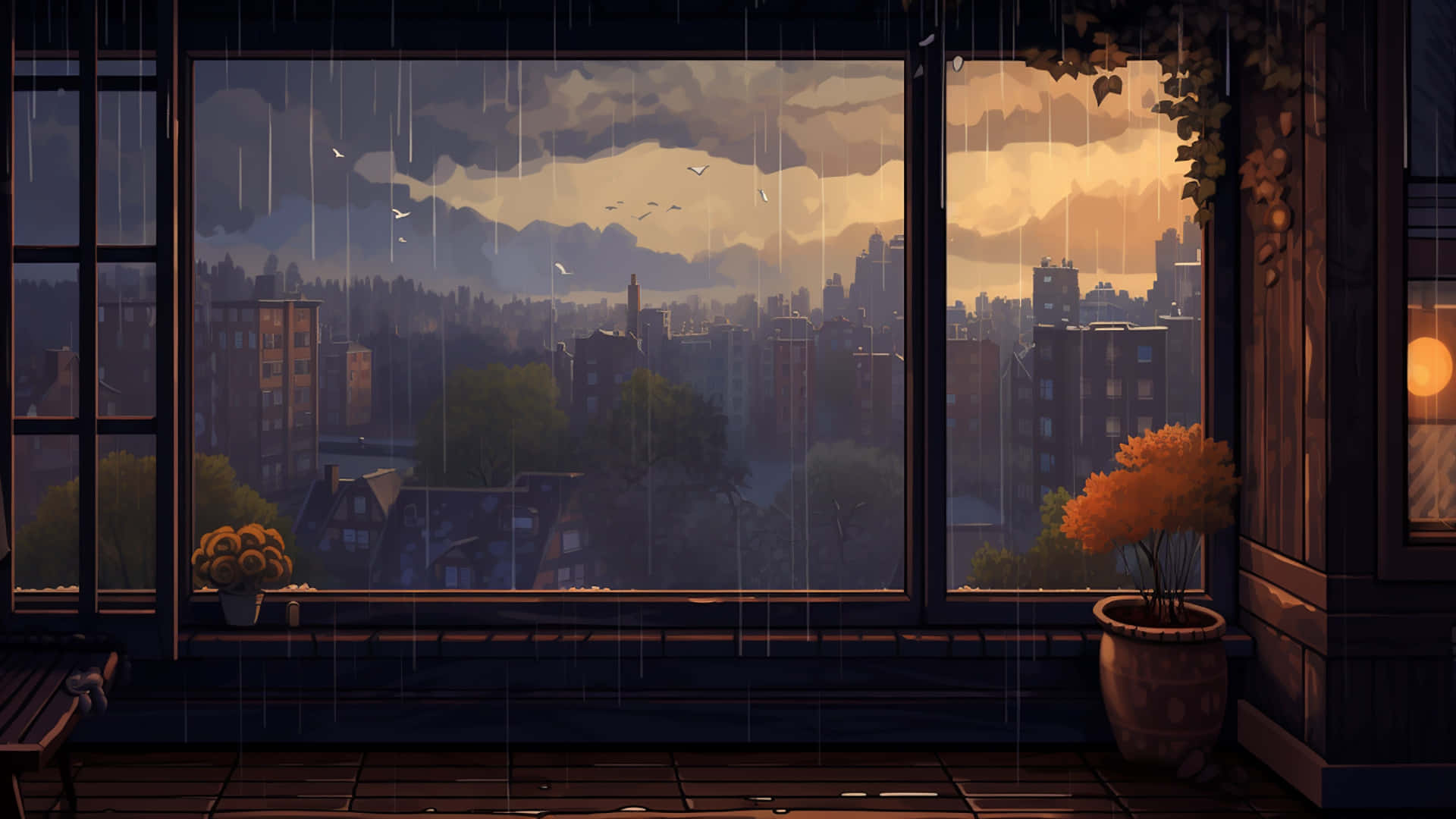 Rainy_ Cityscape_ Window_ View.jpg Wallpaper