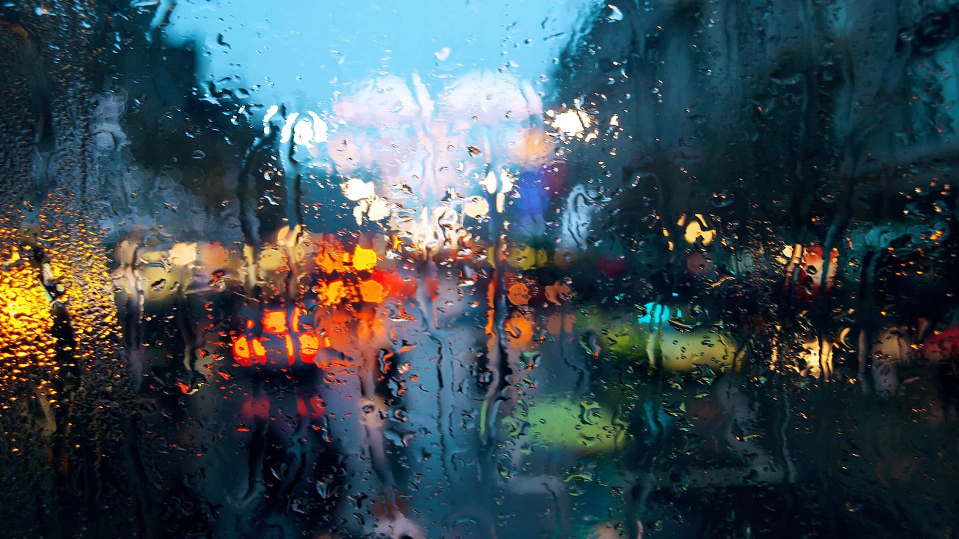 Billedeaf Vådt Glasvindue På En Regnvejrsdag
