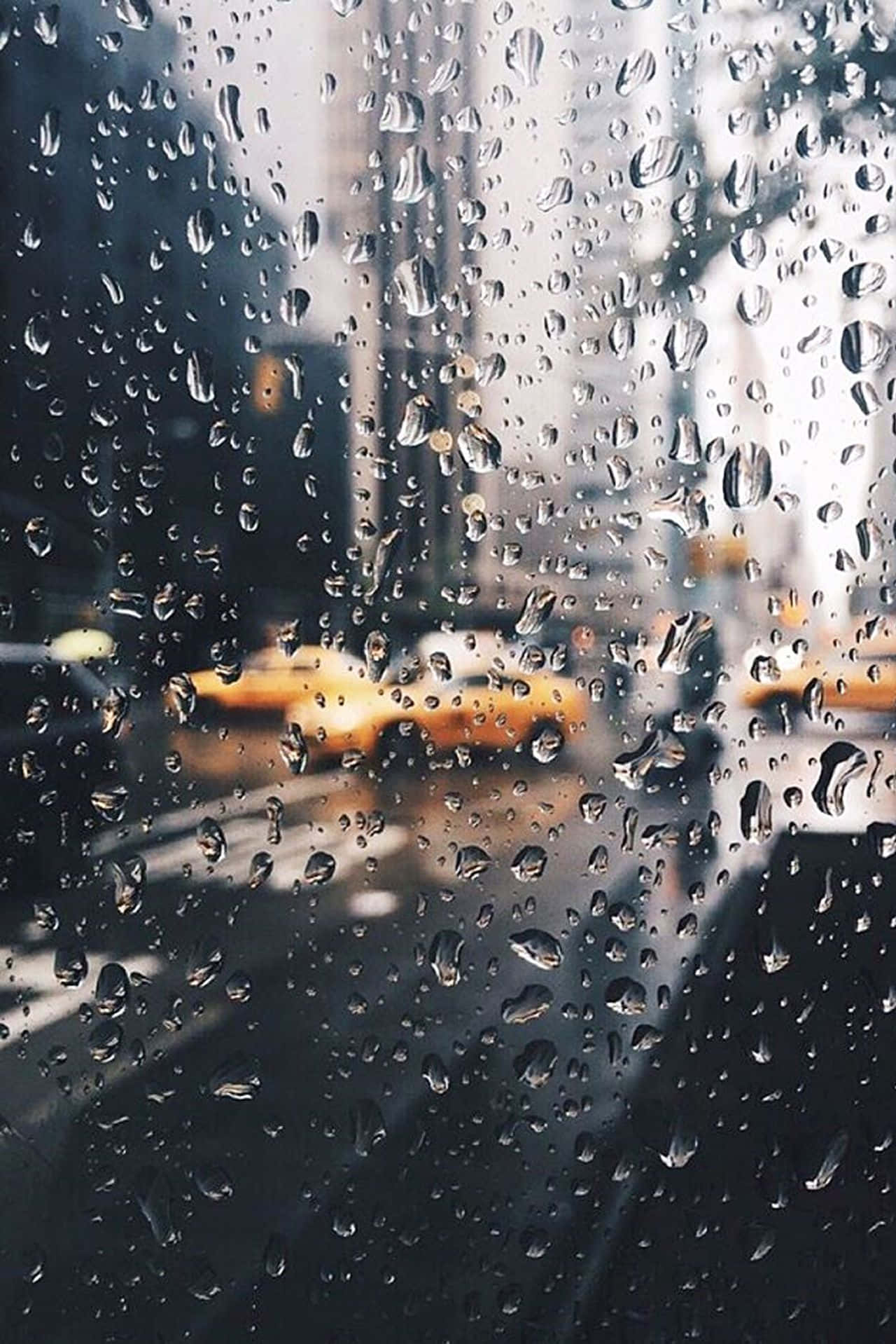 Immaginedi Una Finestra Con Vista Su Un Taxi Durante Una Giornata Di Pioggia