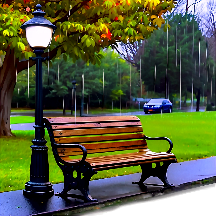 Rainy Park Bench Png Kkb PNG