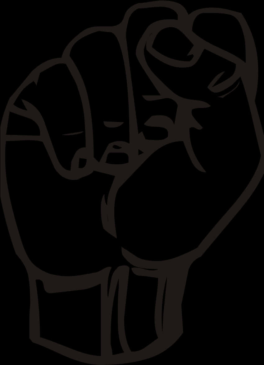 Raised Black Fist Silhouette PNG