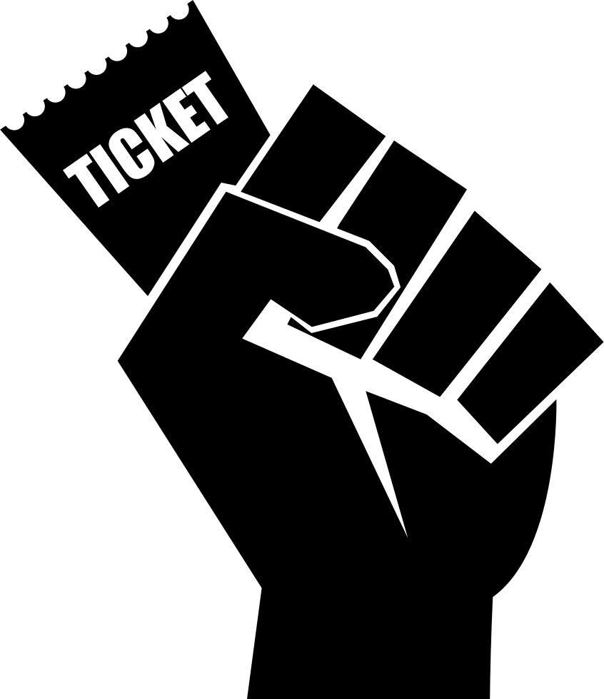 Raised Fist Holding Tickets Graphic PNG