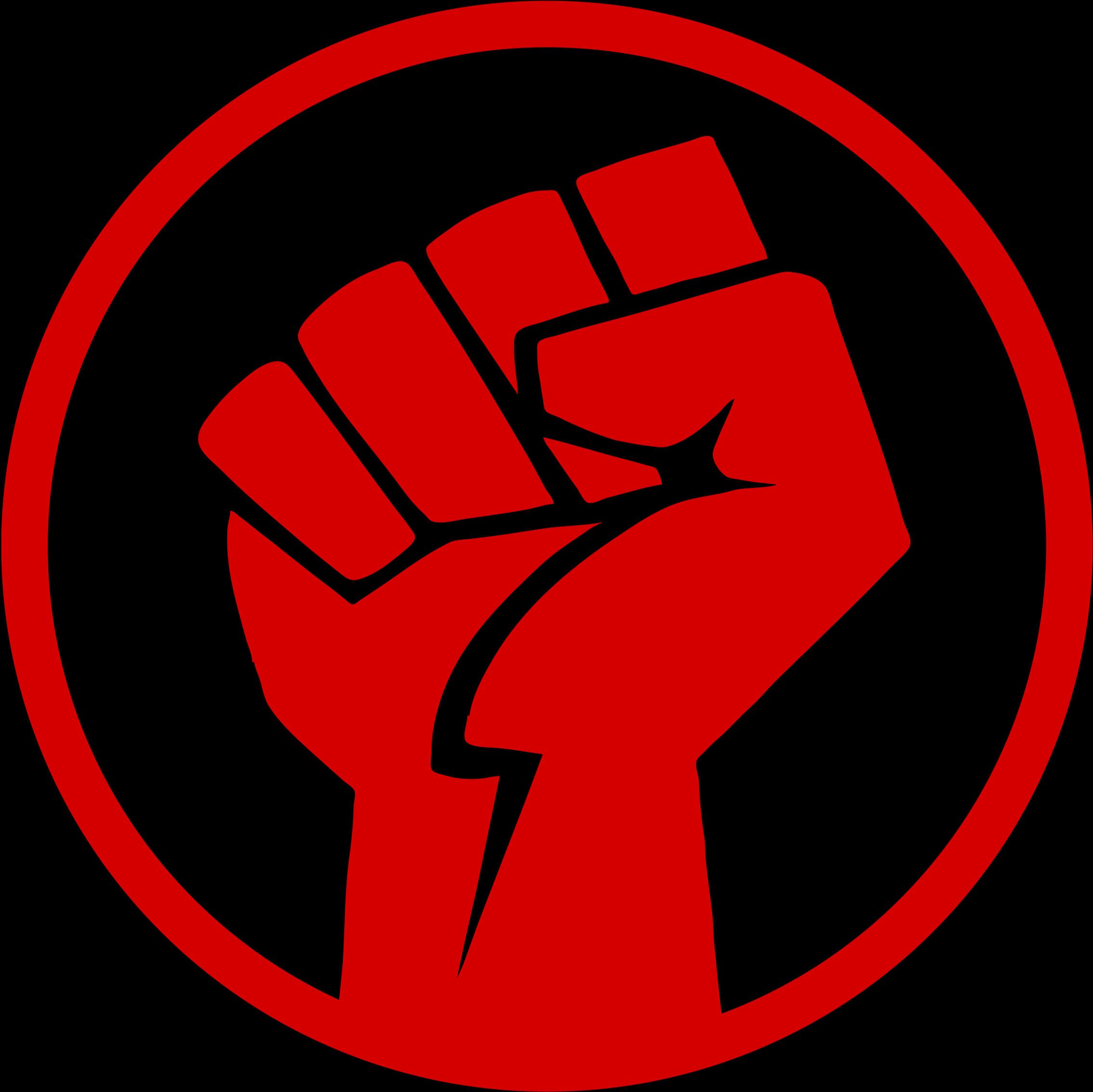 Raised Fist Icon Redand Black PNG