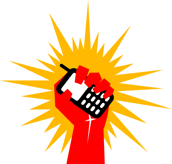 Raised Fist With Phone Revolution Symbol PNG