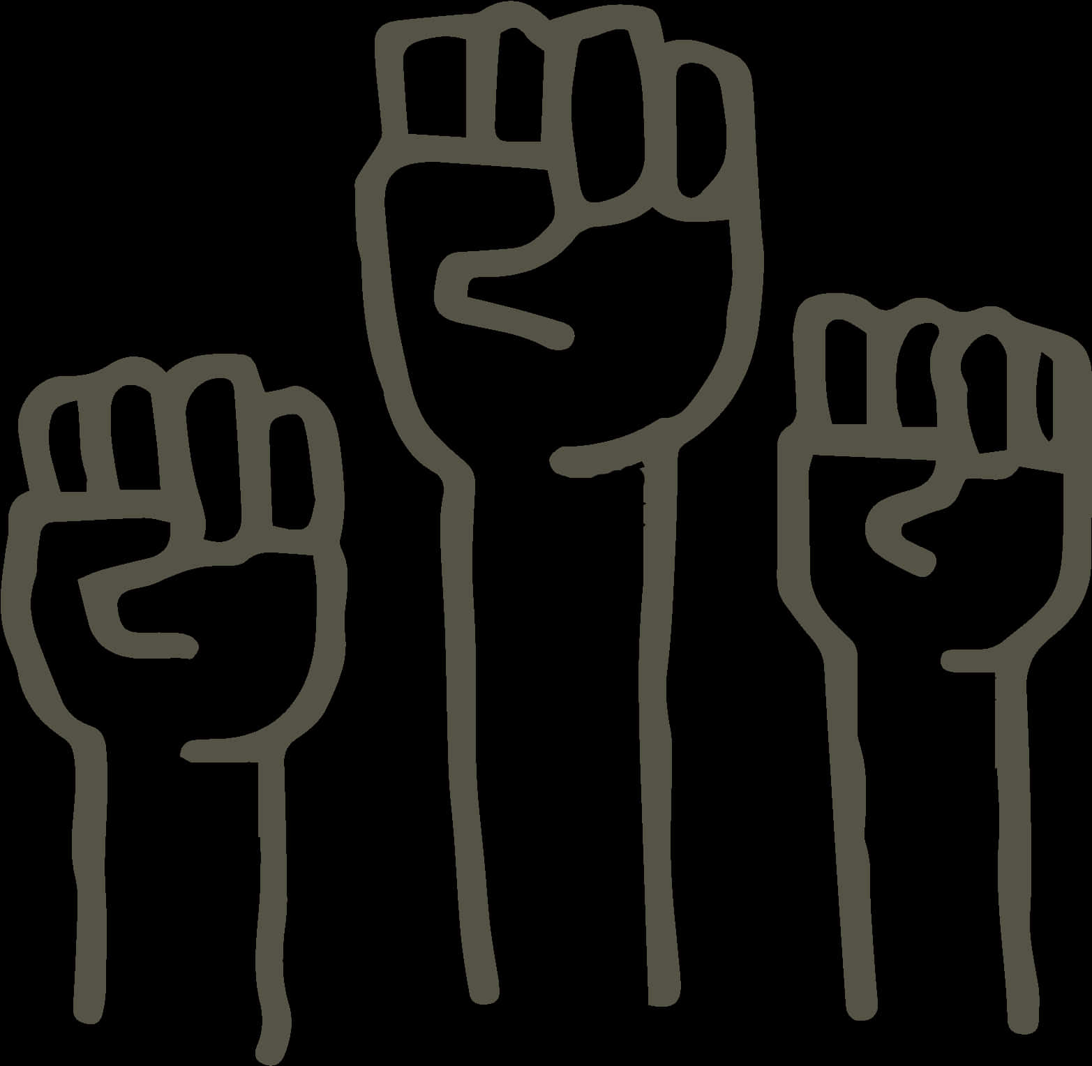 Raised Fists Silhouette Graphic PNG