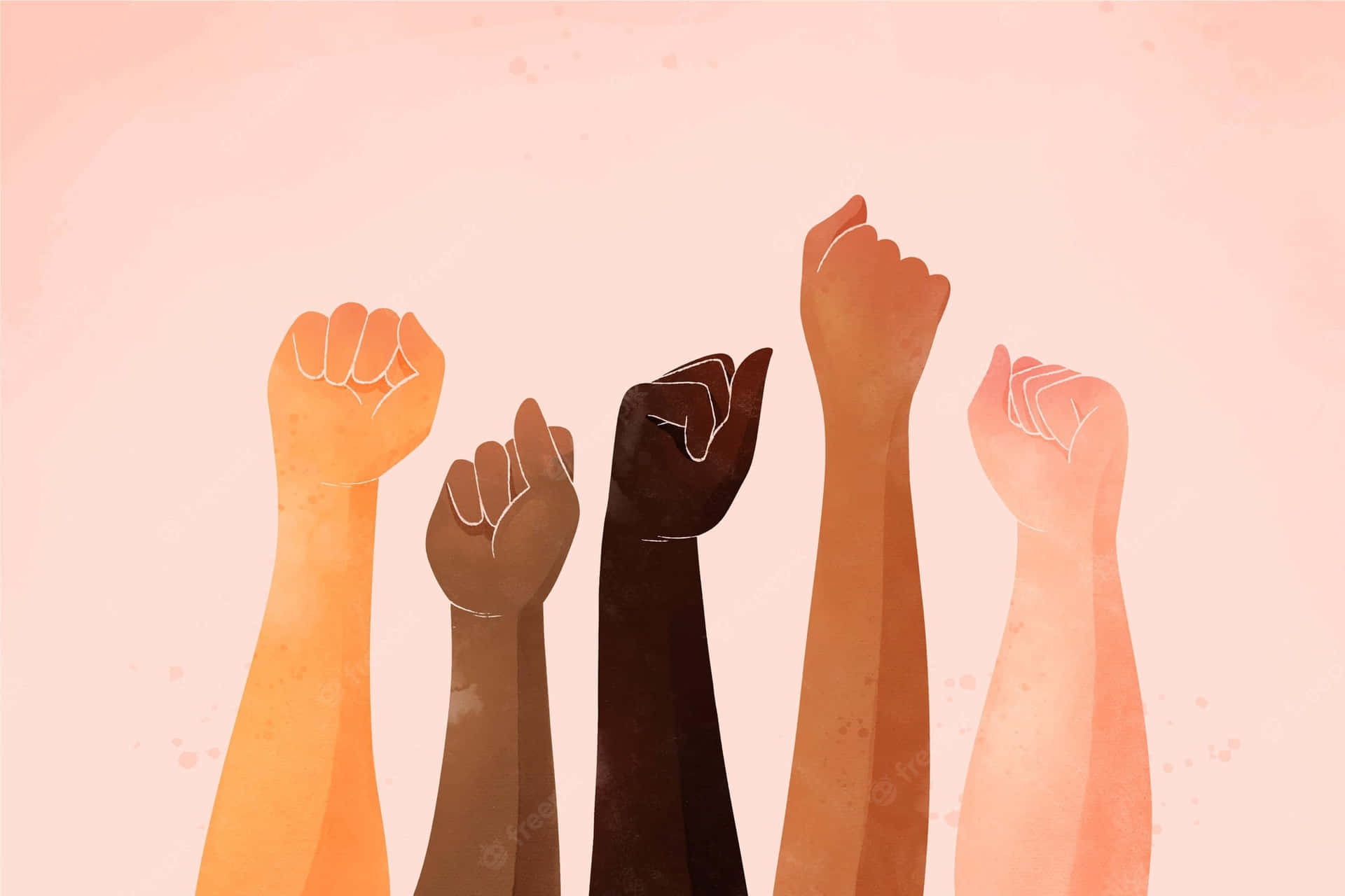 Raised Fists United In Fighting Racism Wallpaper
