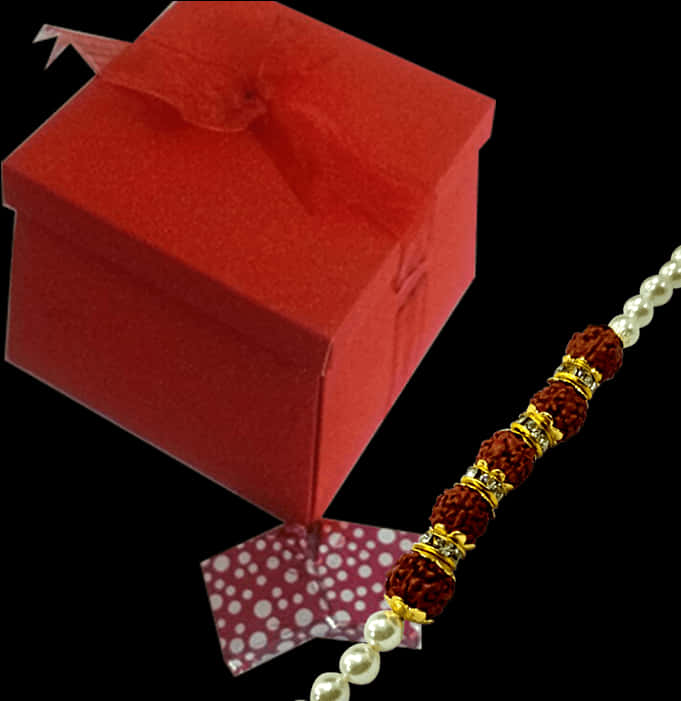 Rakhi Festival Red Gift Boxand Decorated Rakhi PNG