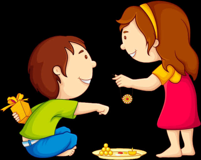 Raksha Bandhan Celebration Cartoon PNG