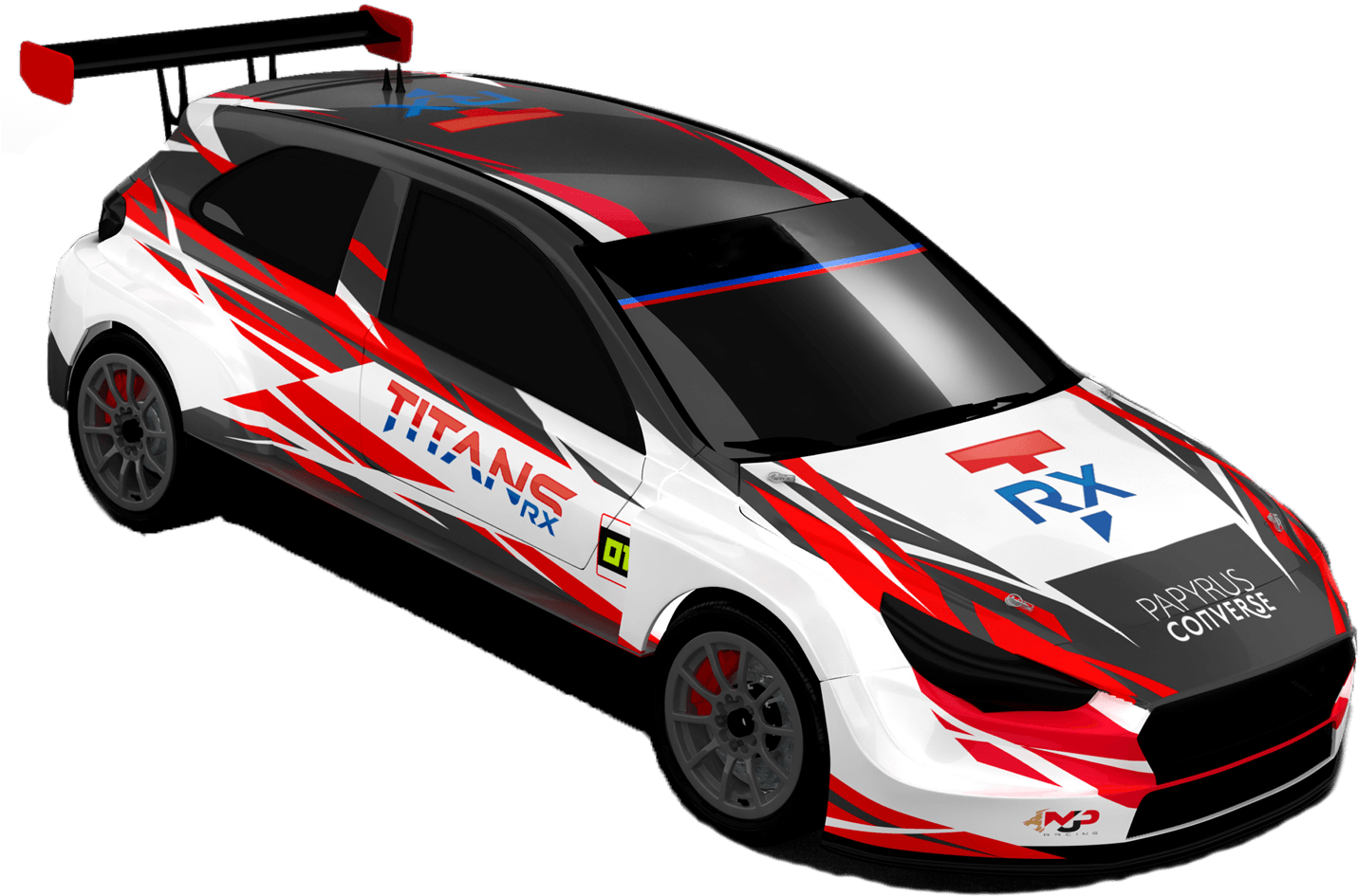 Rallycross Car Redand White Design PNG