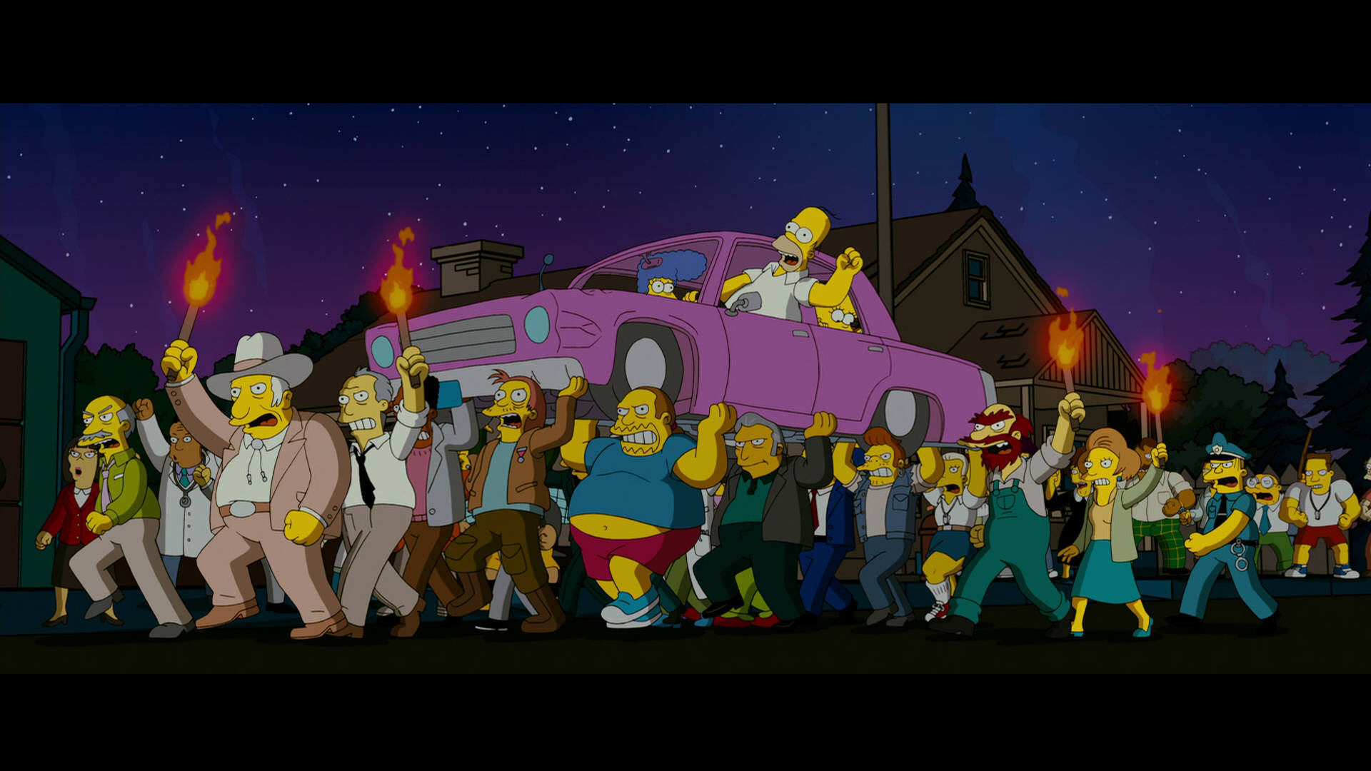 Rallying Crowd From The Simpsons Movie Wallpaper