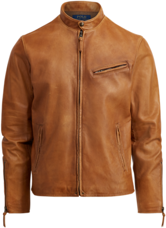 Ralph Lauren Brown Leather Jacket PNG