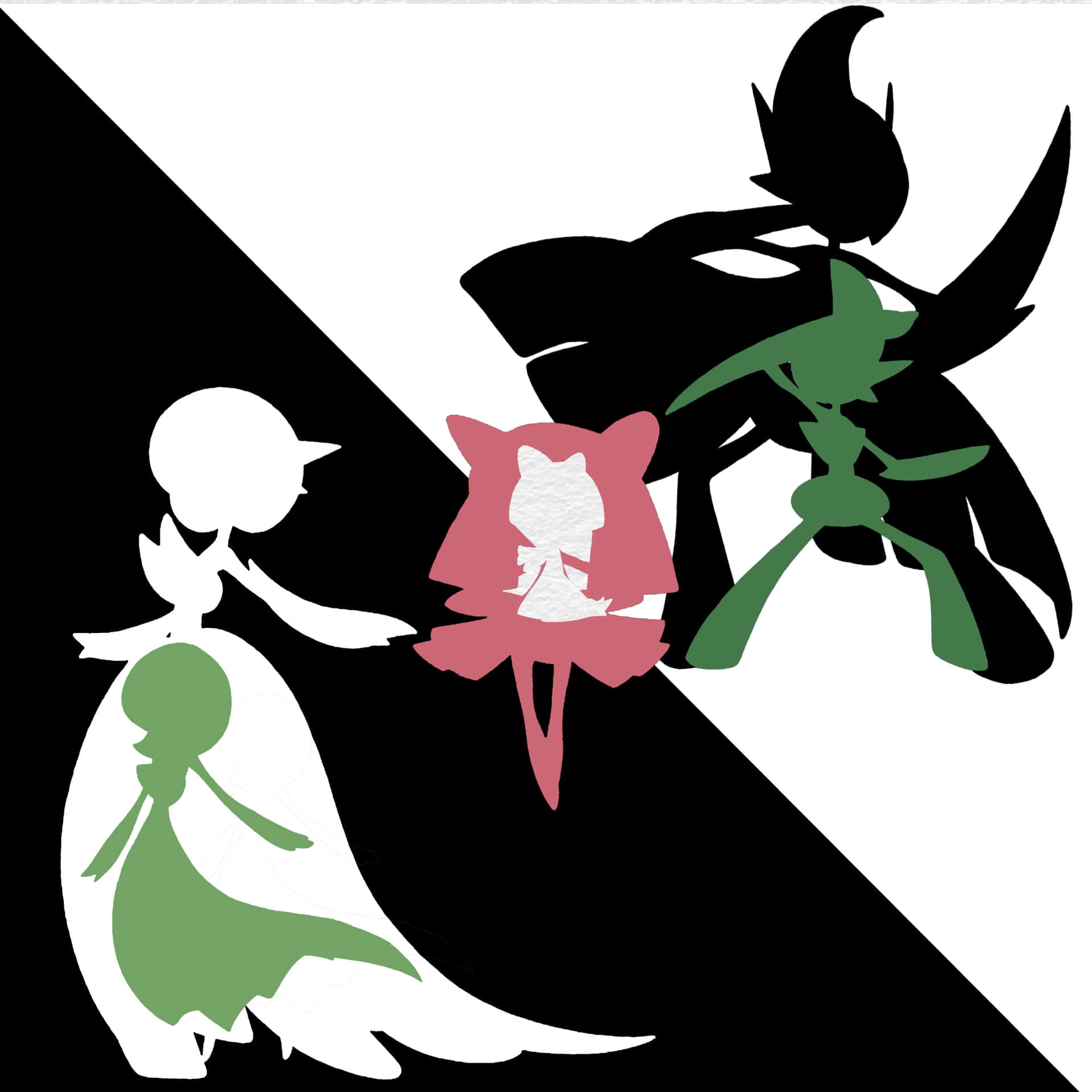 Ralts Evolutions In Silhouettes Wallpaper