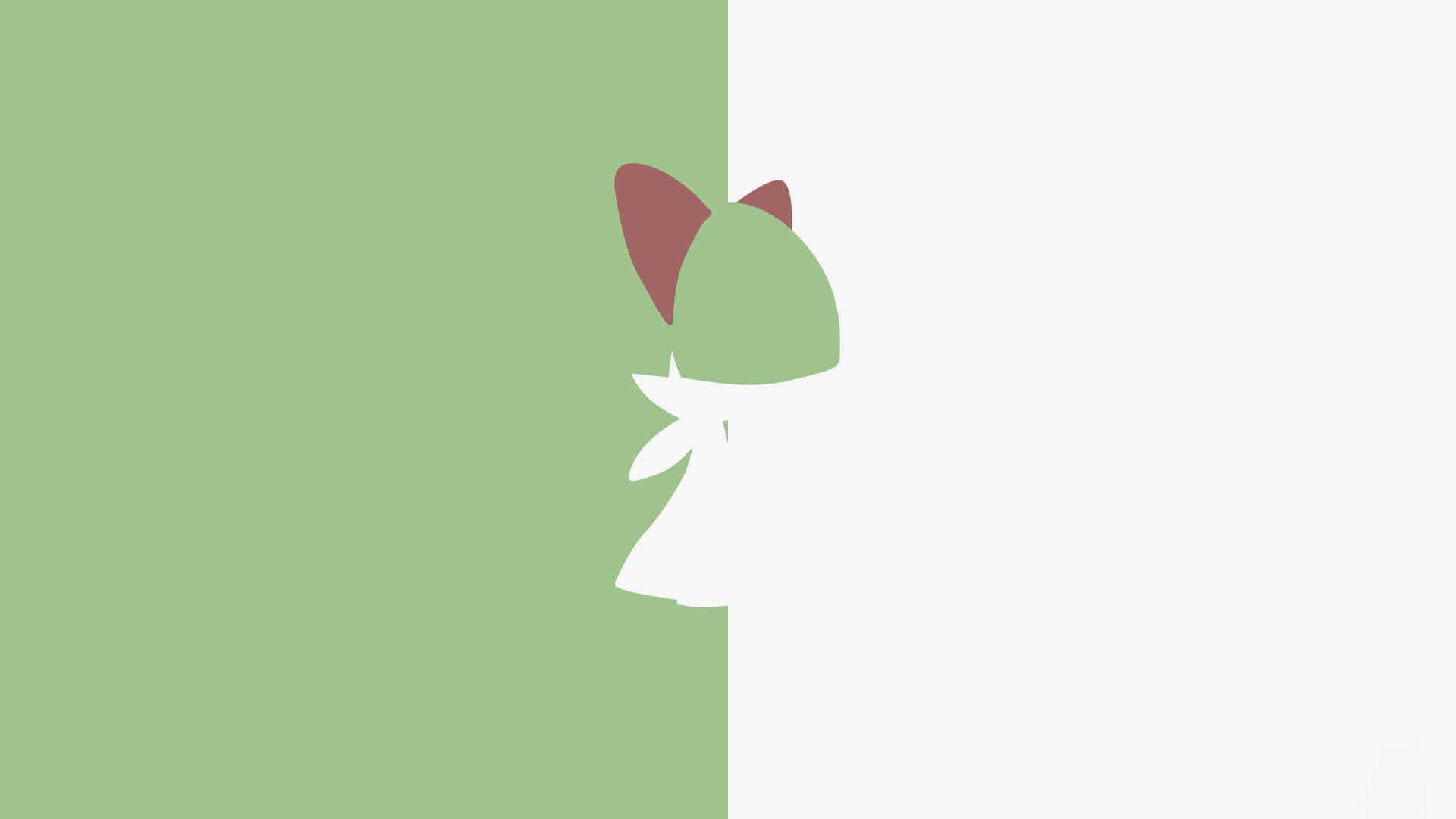 Ralts Graphic In Green And White Background Wallpaper