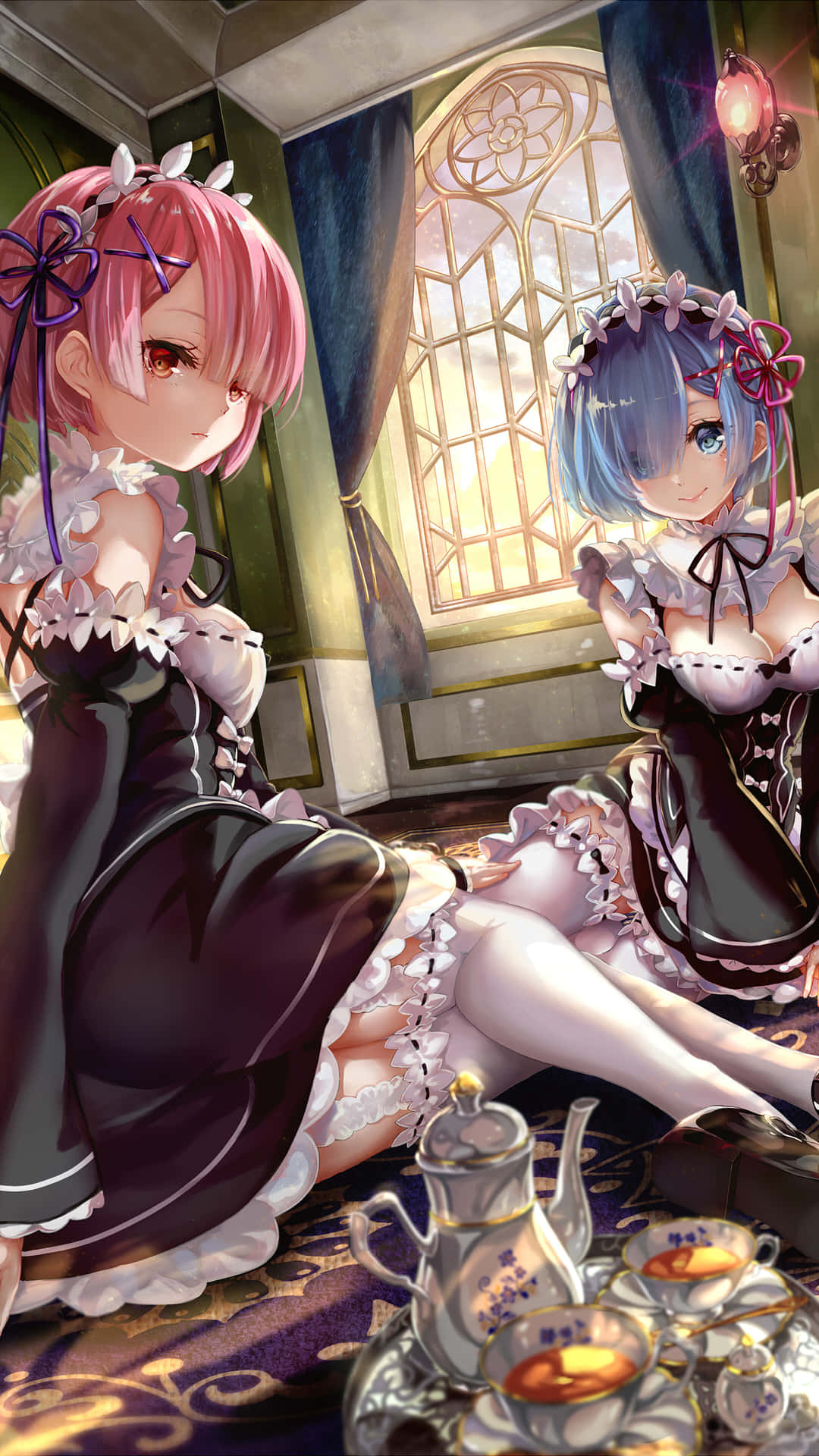Two Girls Sitting On A Rug Wallpaper