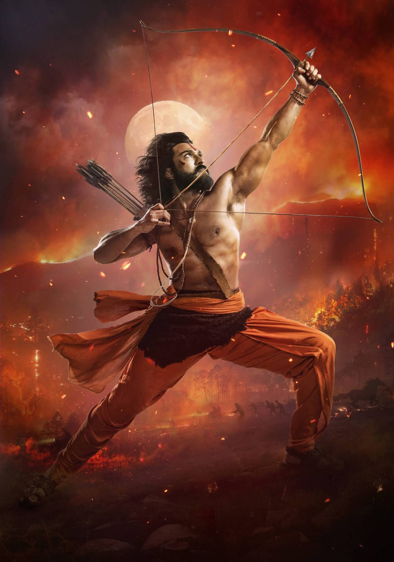 Download Ram Charan With Bow And Arrow Wallpaper 
