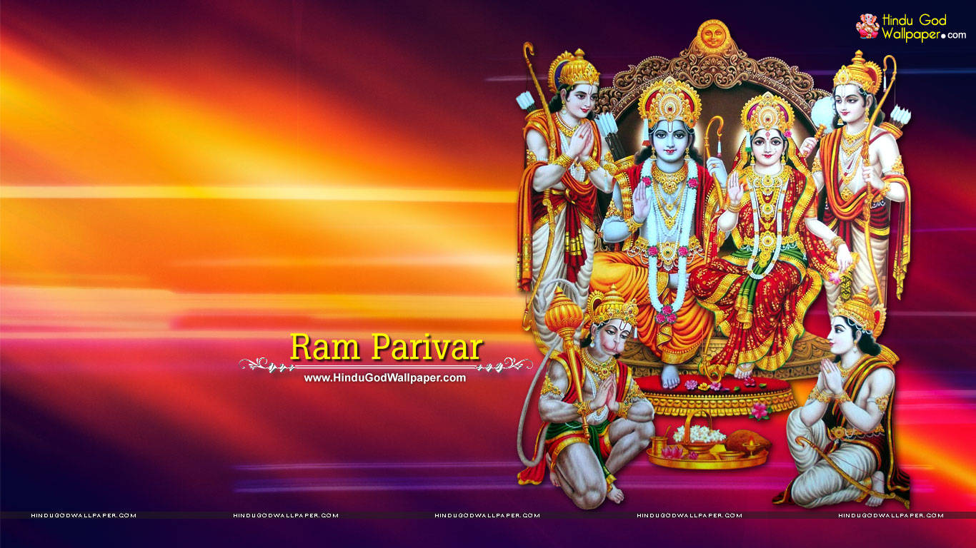 Ram Ji In Trono Con Servi Sfondo