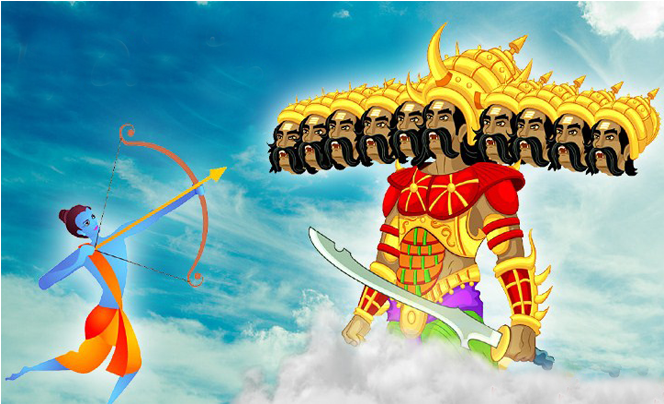 Rama_ Versus_ Ravana_ Dussehra_ Illustration PNG