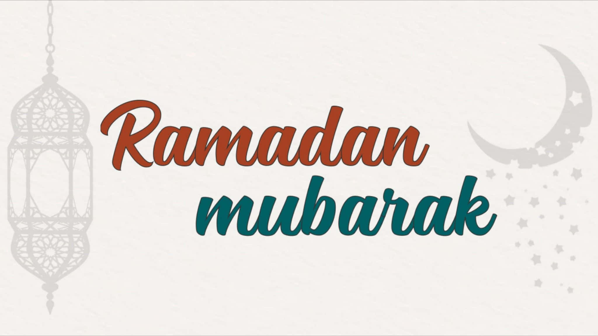 Ramadanmubarak Mit Einer Laterne Und Einem Halbmond.