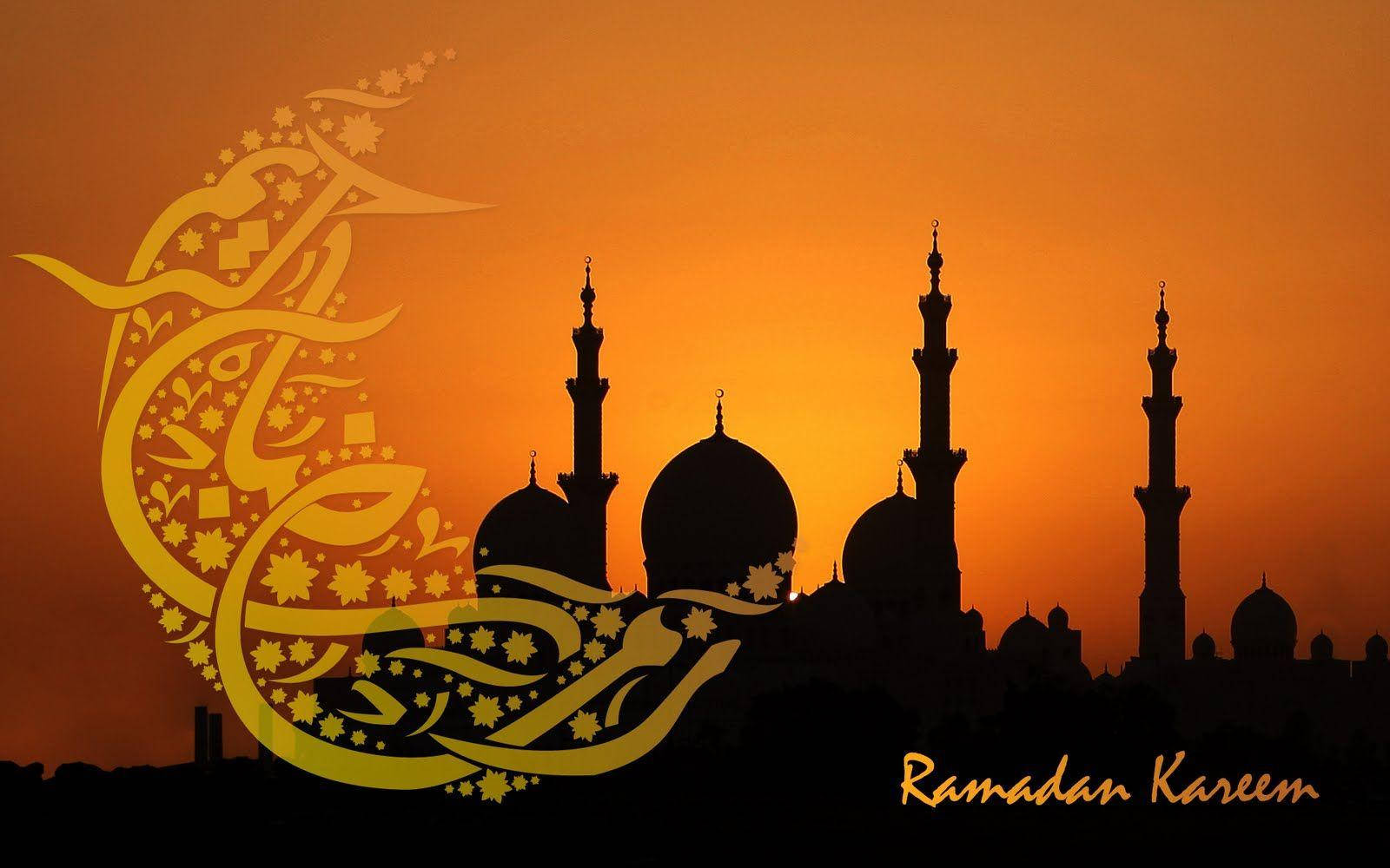 Lunacreciente De Ramadán Y Mezquita Fondo de pantalla