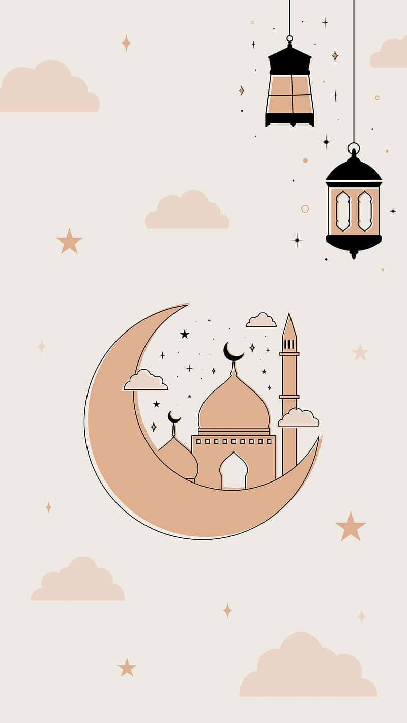 Ramadan Crescent Moonand Lanterns Wallpaper