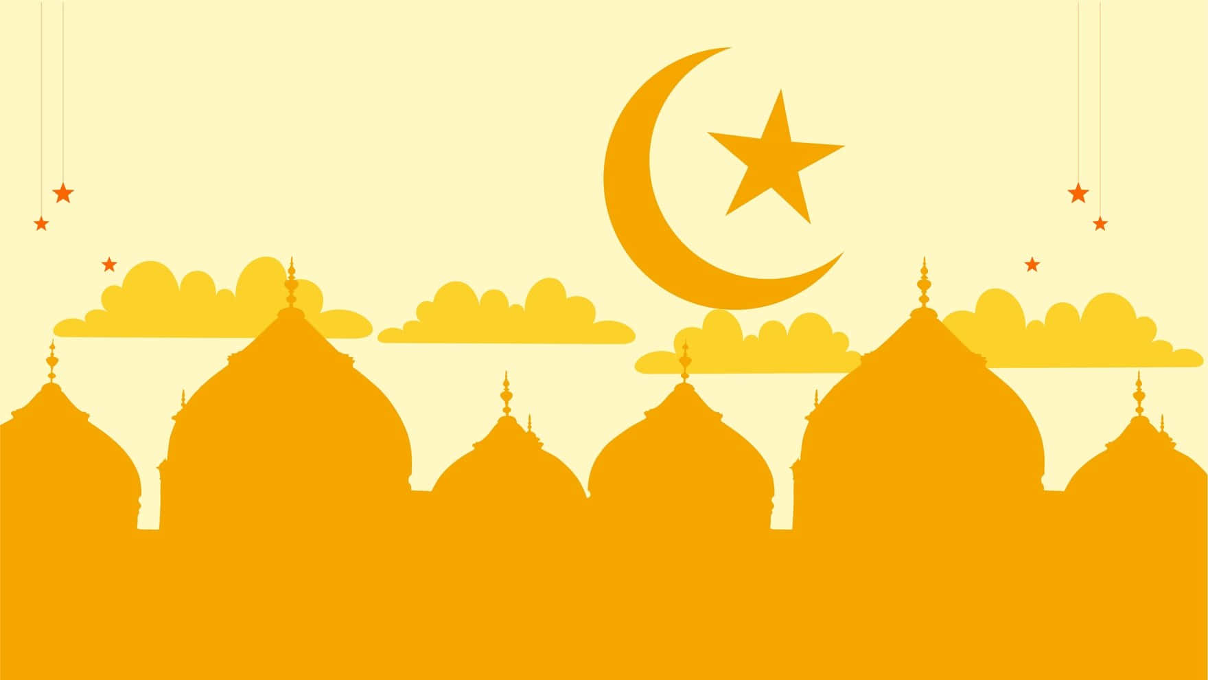 Ramadan Crescent Moonand Star Over Mosques Wallpaper