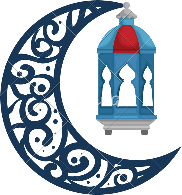 Ramadan Crescentand Lantern PNG