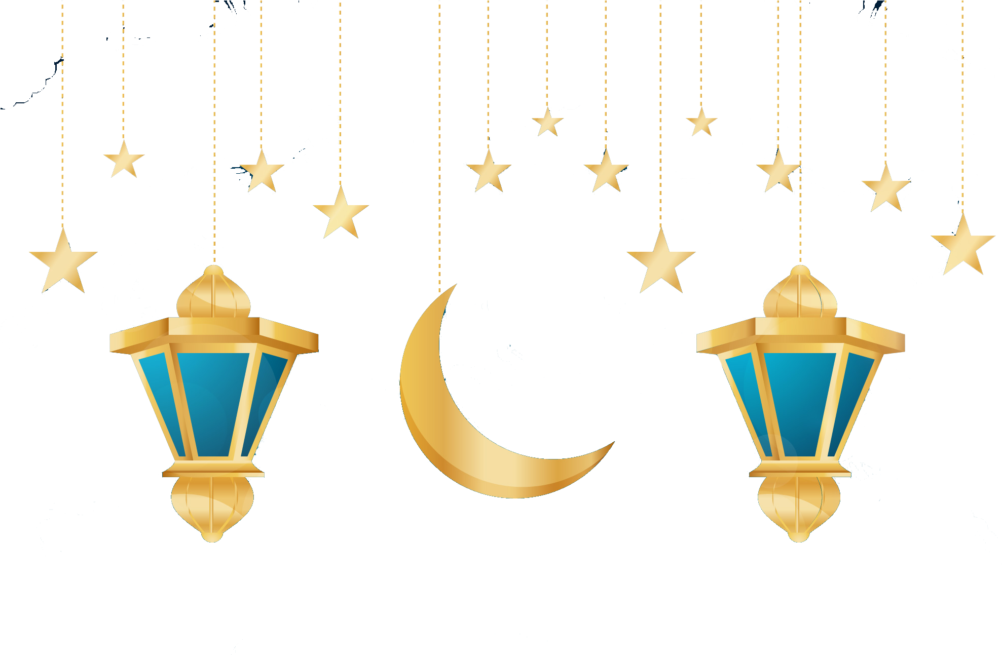 Ramadan Crescentand Lanterns PNG