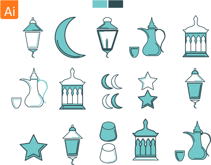 Ramadan Icons Vector Set PNG