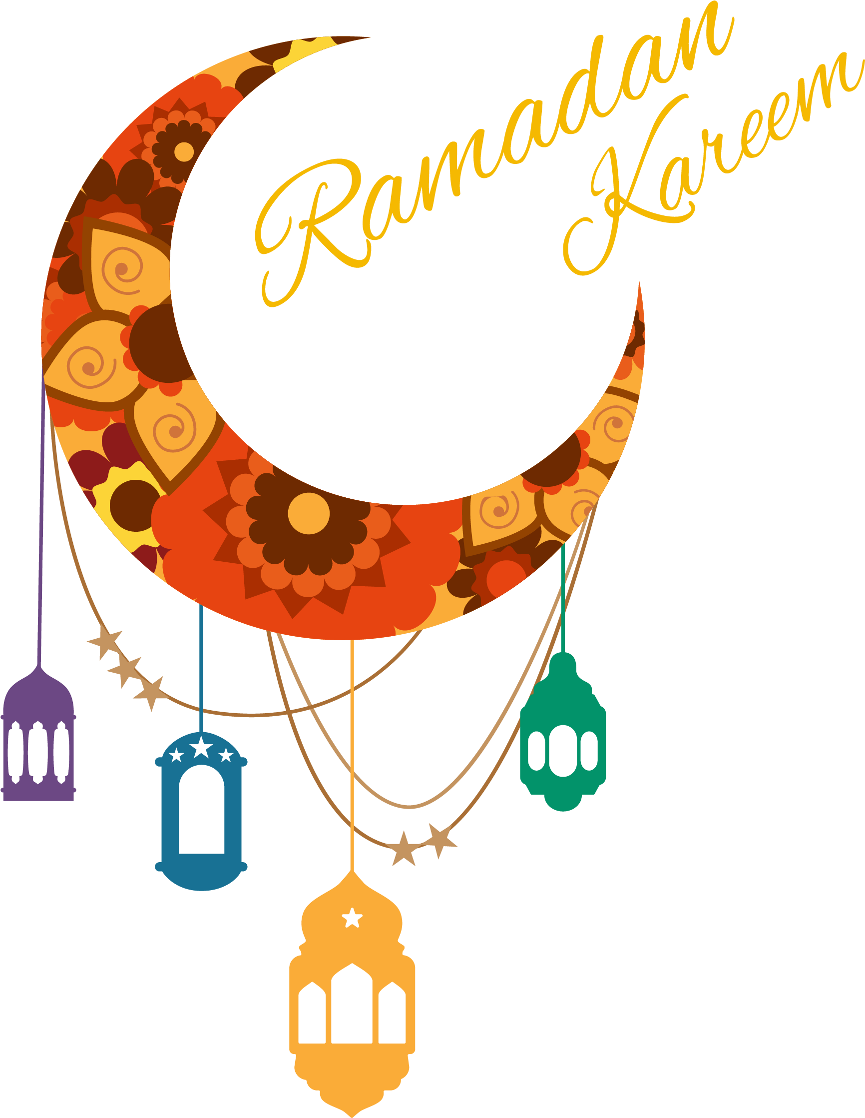 Ramadan Kareem Crescentand Lanterns PNG
