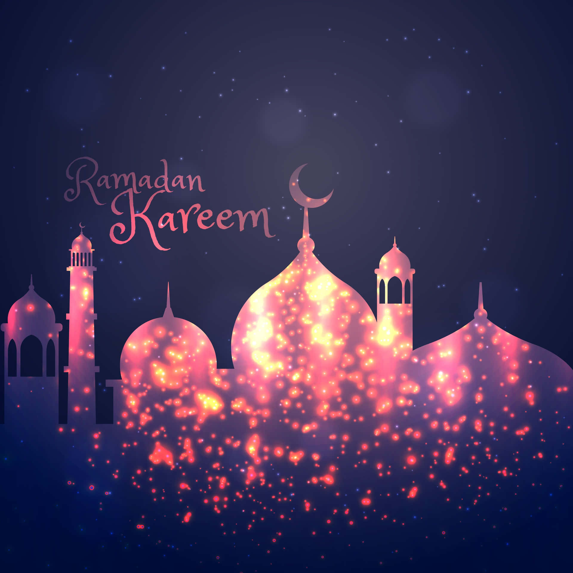 Ramadan Kareem Sparkling Mosque Illustration Wallpaper