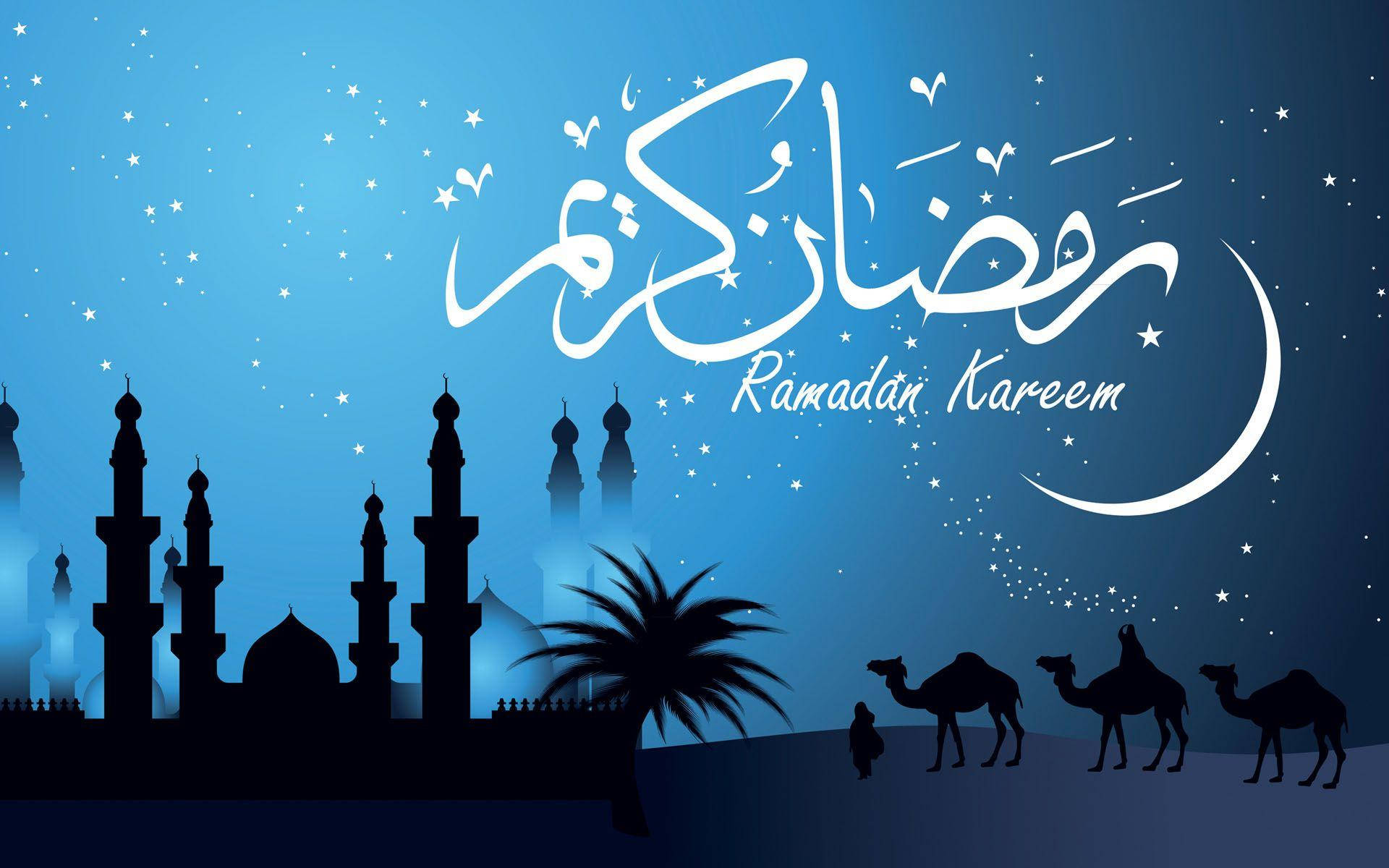 Ramadan Kareem Med Tre Kameller Tapet Wallpaper