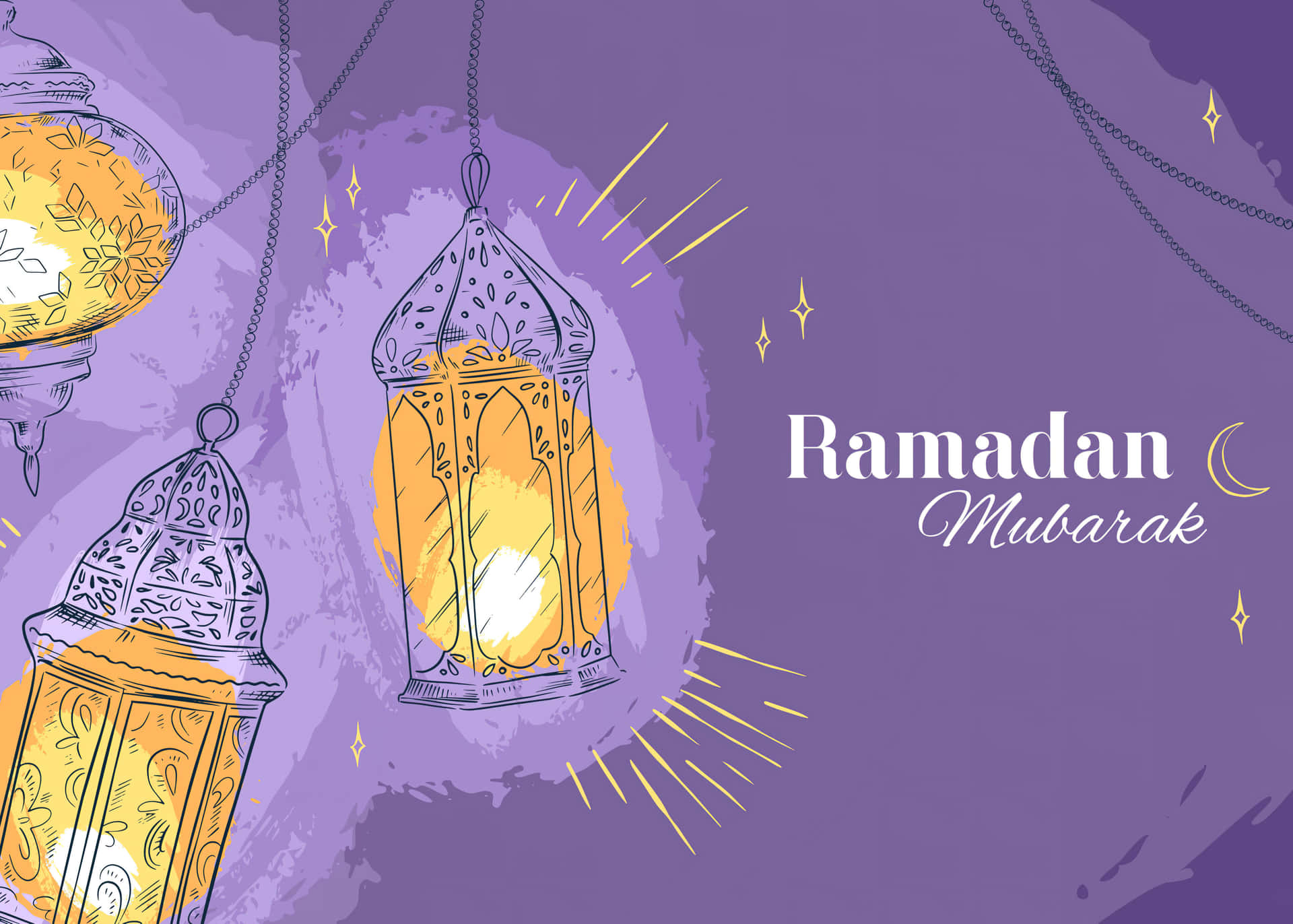 Ramadan Mubarak Lanterns Illustration Wallpaper