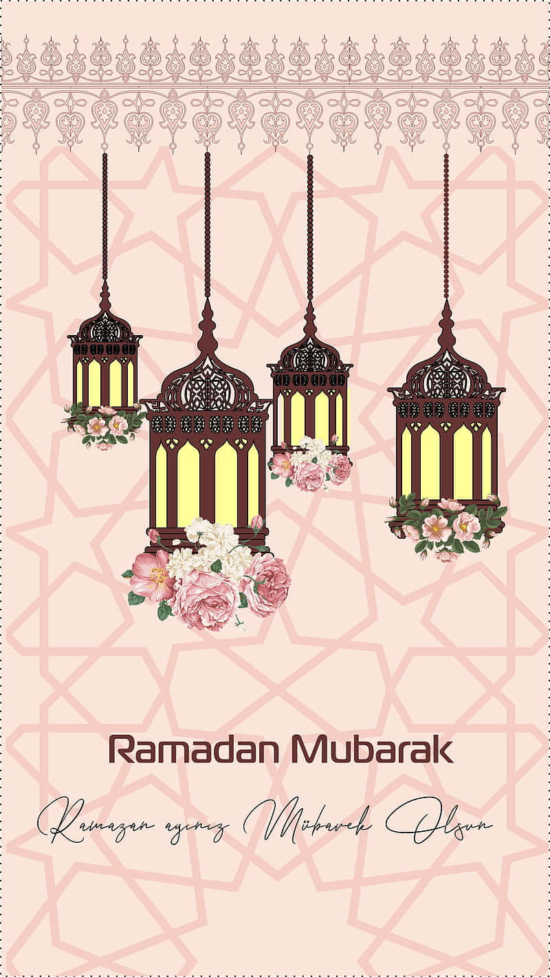 Ramadan Mubarak Lanternsand Flowers Wallpaper