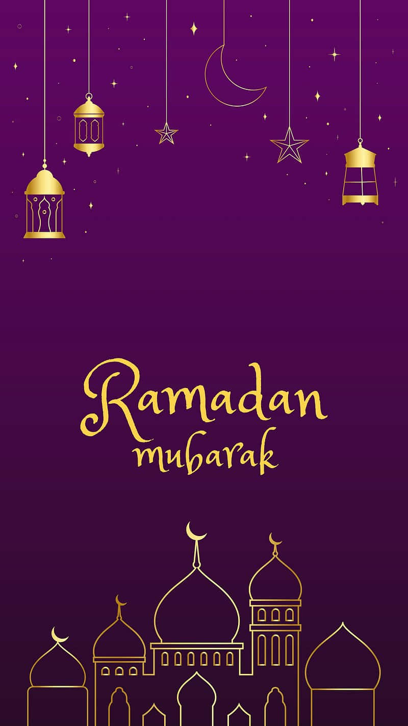Ramadan Mubarak Purple Gold Theme Wallpaper