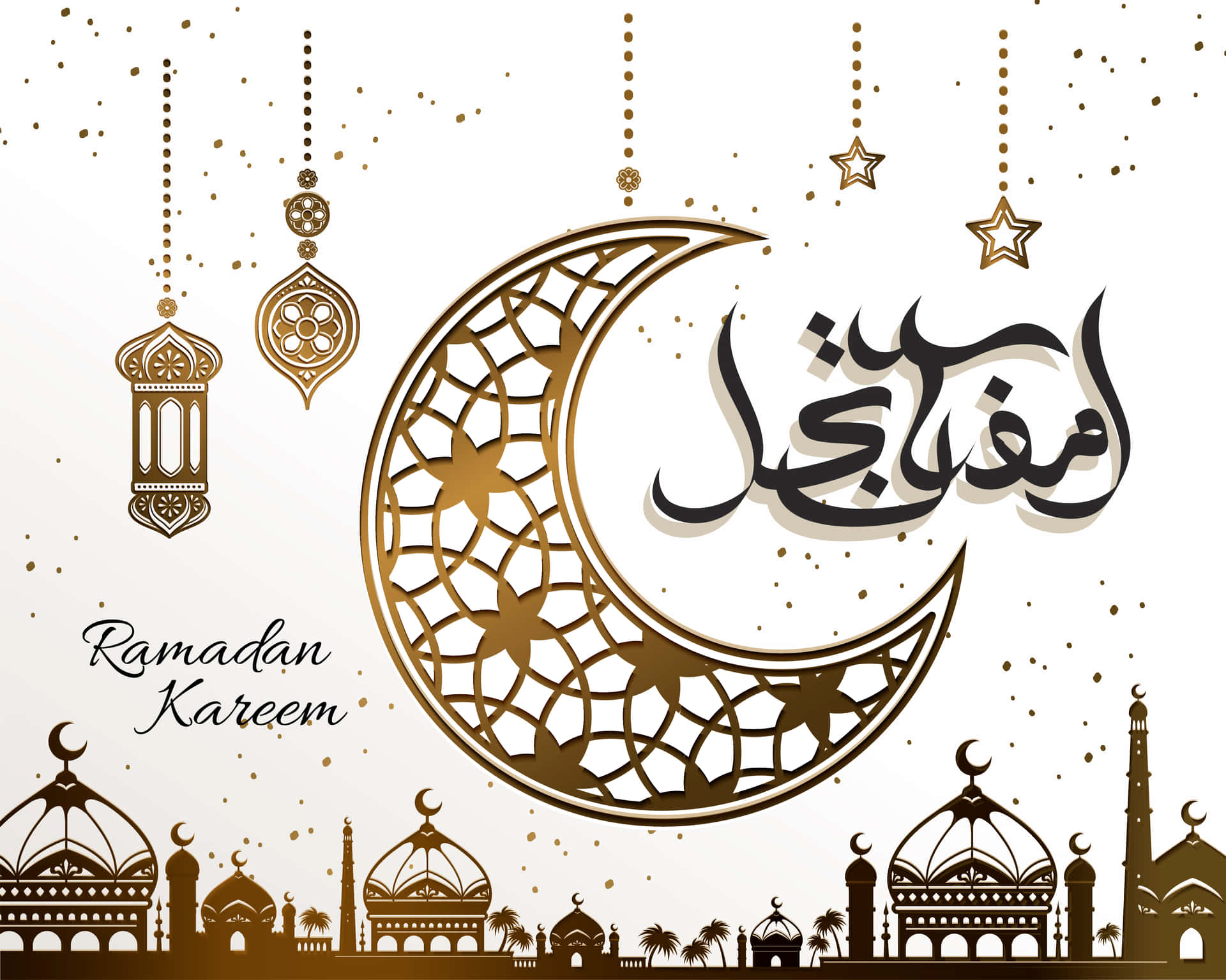 Immaginedel Ramadan Con Sfondo Argento E Oro