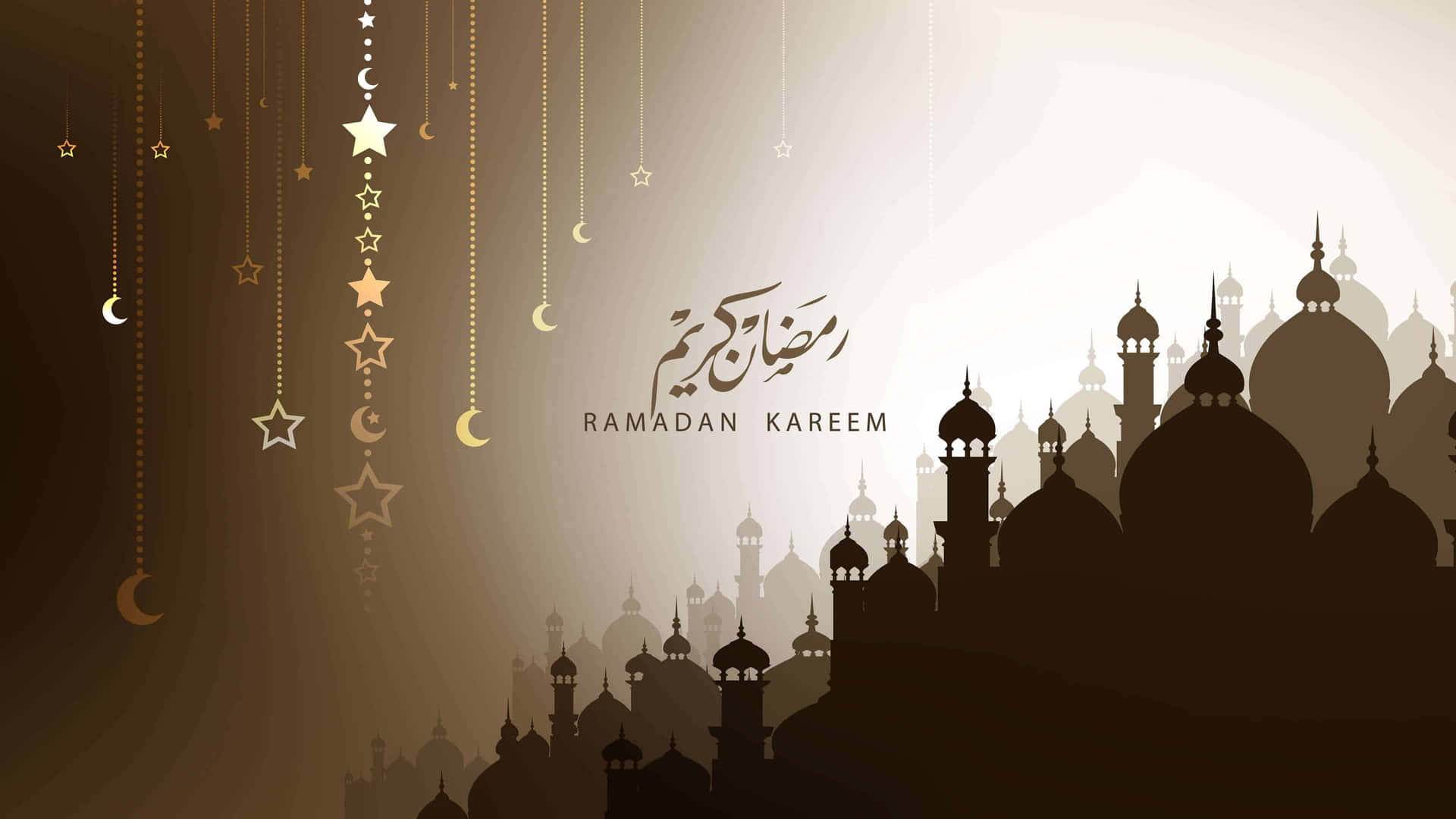 Minimlistiskbild Med Måne, Stjärna Och Ramadan.