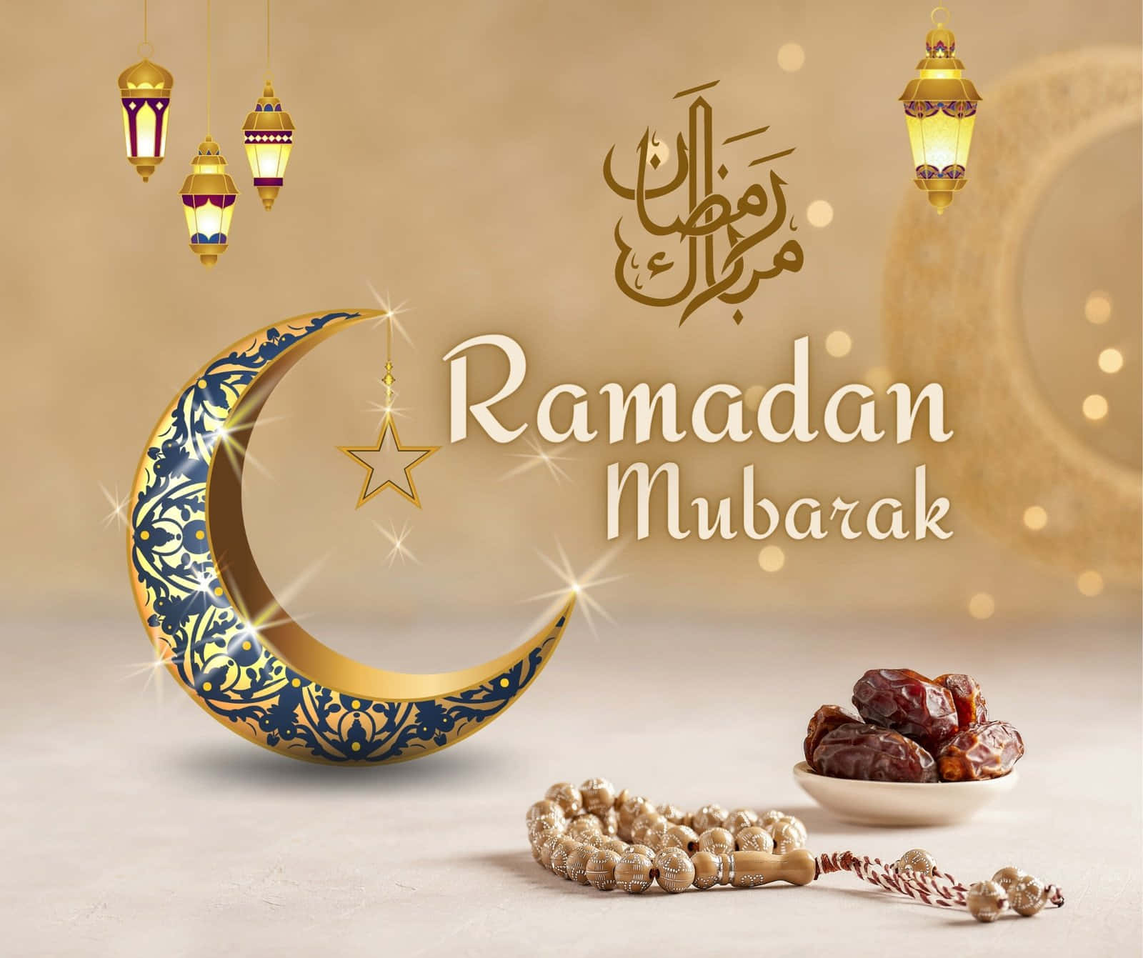 Immaginedel Ramadan Con Luna D'oro