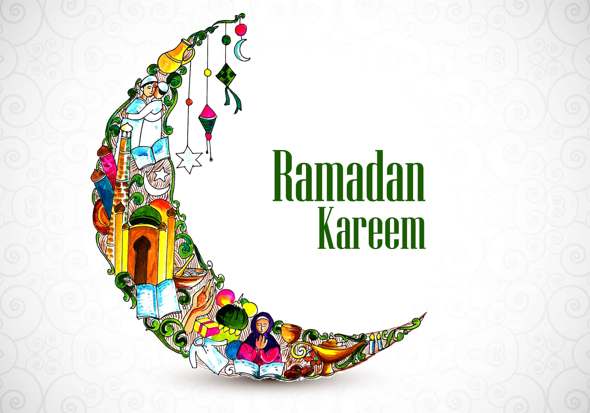 Bildav Månen Under Ramadan Kareem.