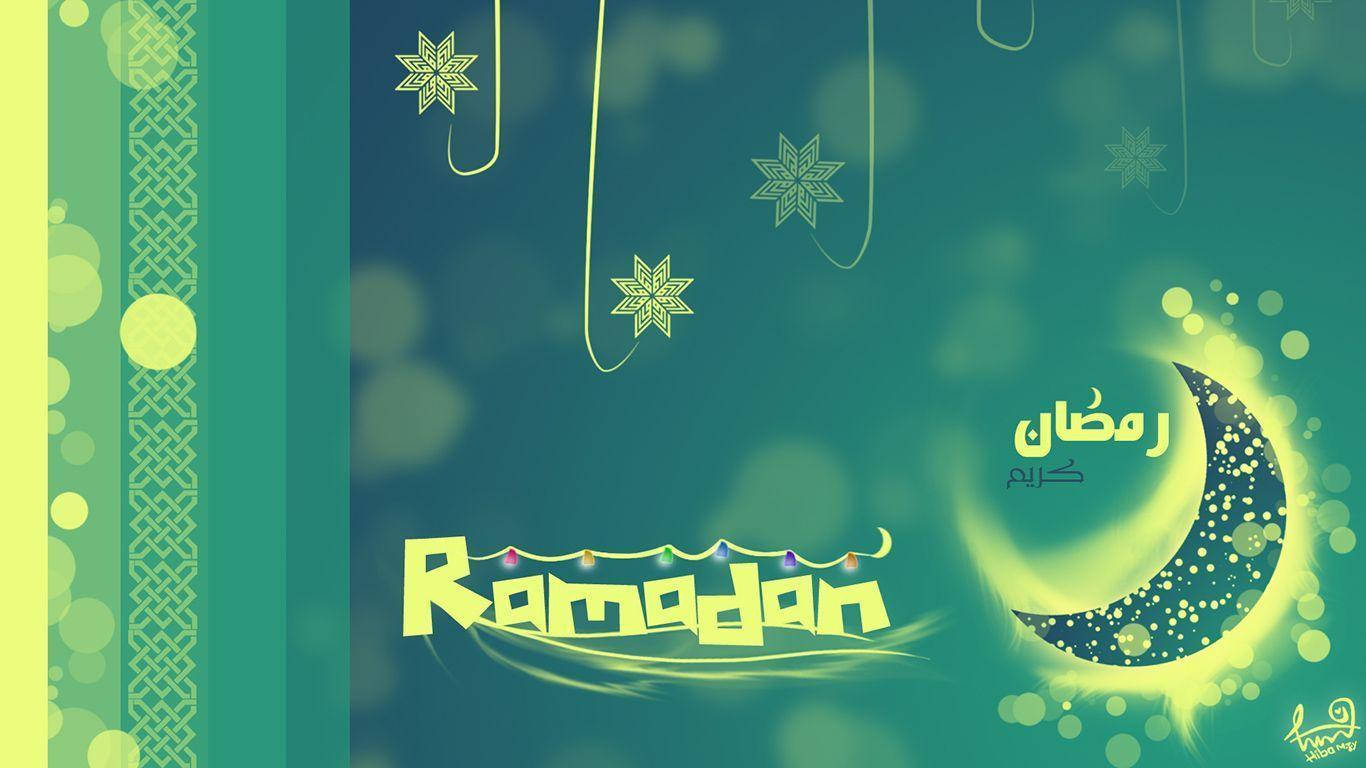 Ramadan Udsmykkede Grøn Halvmåne Wallpaper