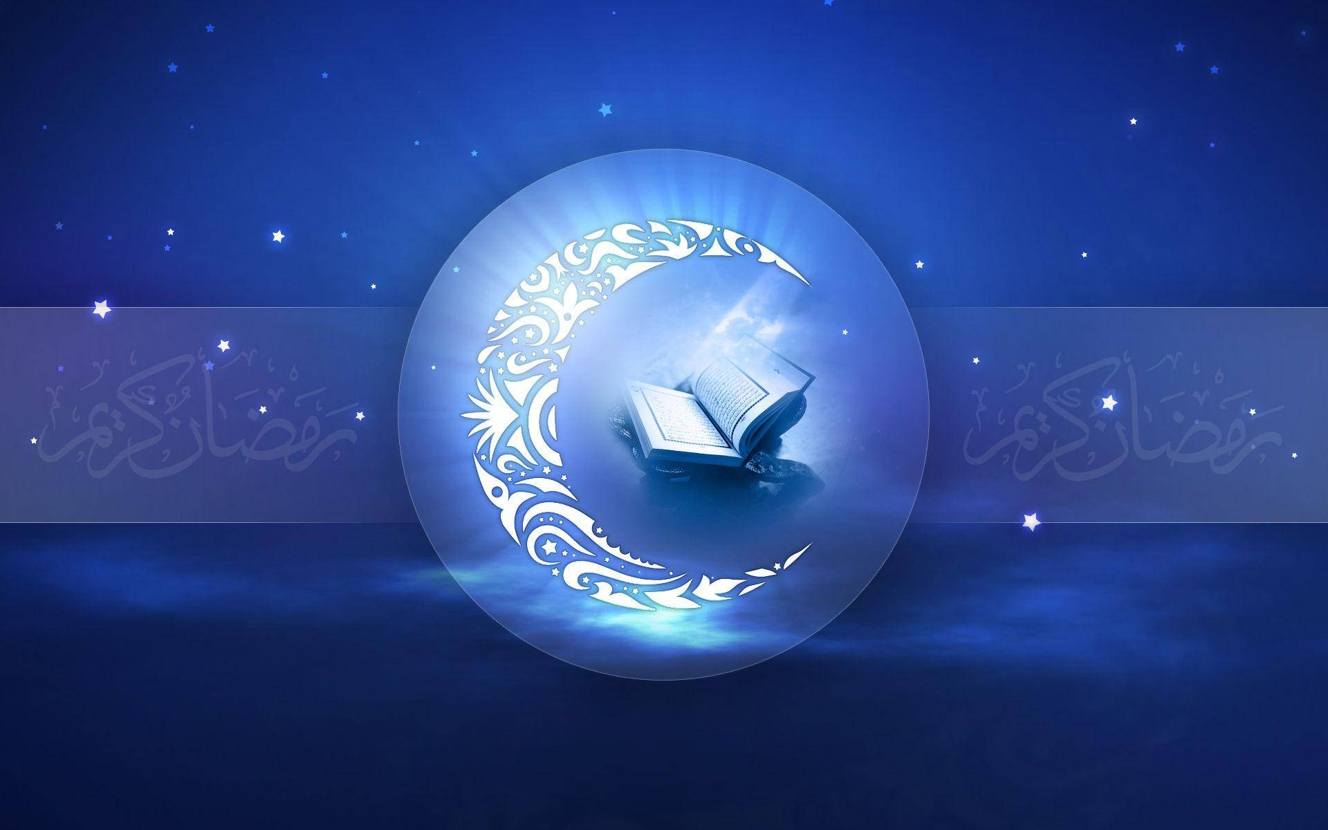 Ramadan With Crescent Moon And Quran Wallpaper