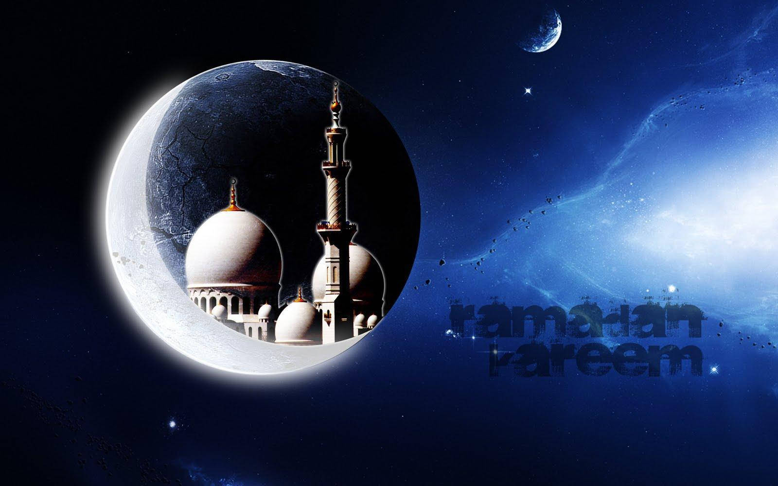 Ramadan With Mosque And Moon Wallpaper