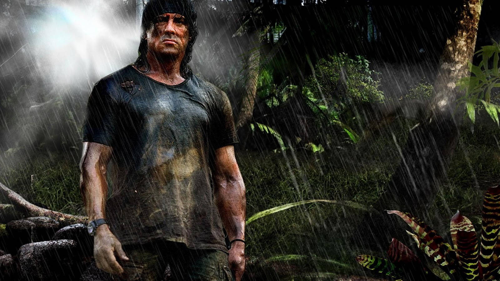 Rambo Scowling And Wet Wallpaper