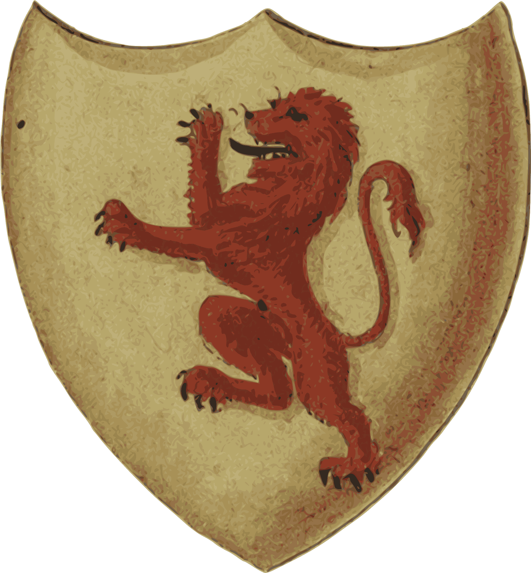 Rampant Lion Heraldic Shield PNG